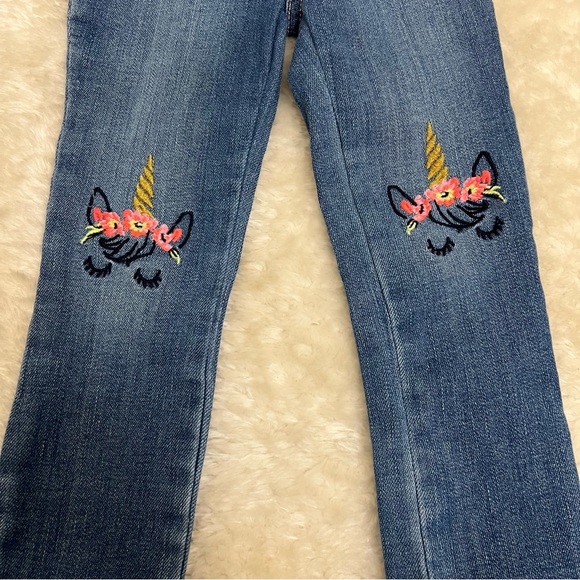 Gap Little Girl Pull On Unicorn Jeggings Medium Wash Denim Jeans Sz 4T - Picture 3 of 7